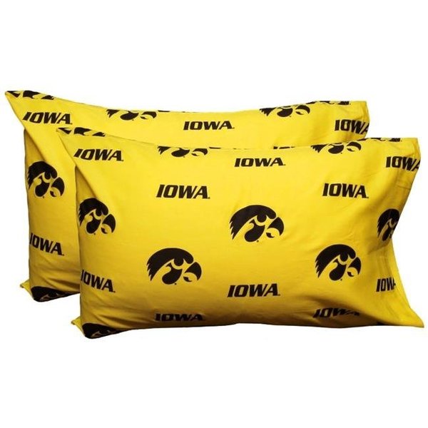 College Covers College Covers IOWPCSTPR Iowa Printed Pillow Case- Set of 2- Solid IOWPCSTPR